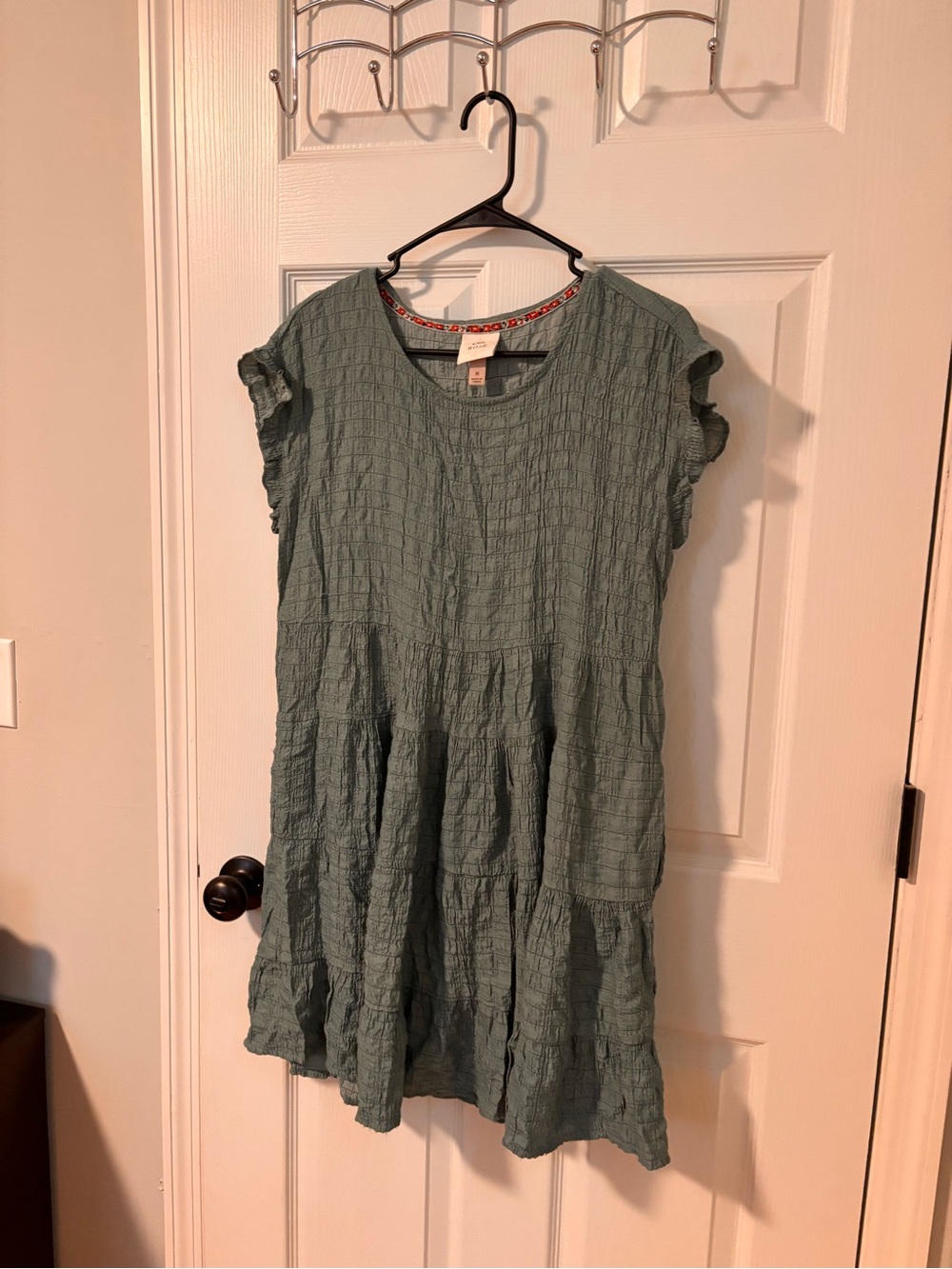 Knox Rose Sage Green Tiered Cotton Dress